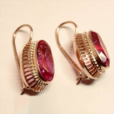 Vintage-Inspired Oval Gemstone Drop Earrings