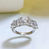 Five-Stone Sparkling Crystal Silver Ring