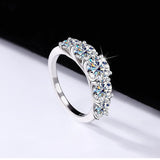 Five-Stone Sparkling Crystal Silver Ring