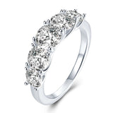 Five-Stone Sparkling Crystal Silver Ring