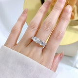 Five-Stone Sparkling Crystal Silver Ring