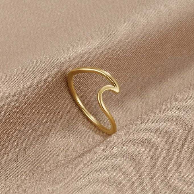 Ocean Wave Gold Adjustable Ring