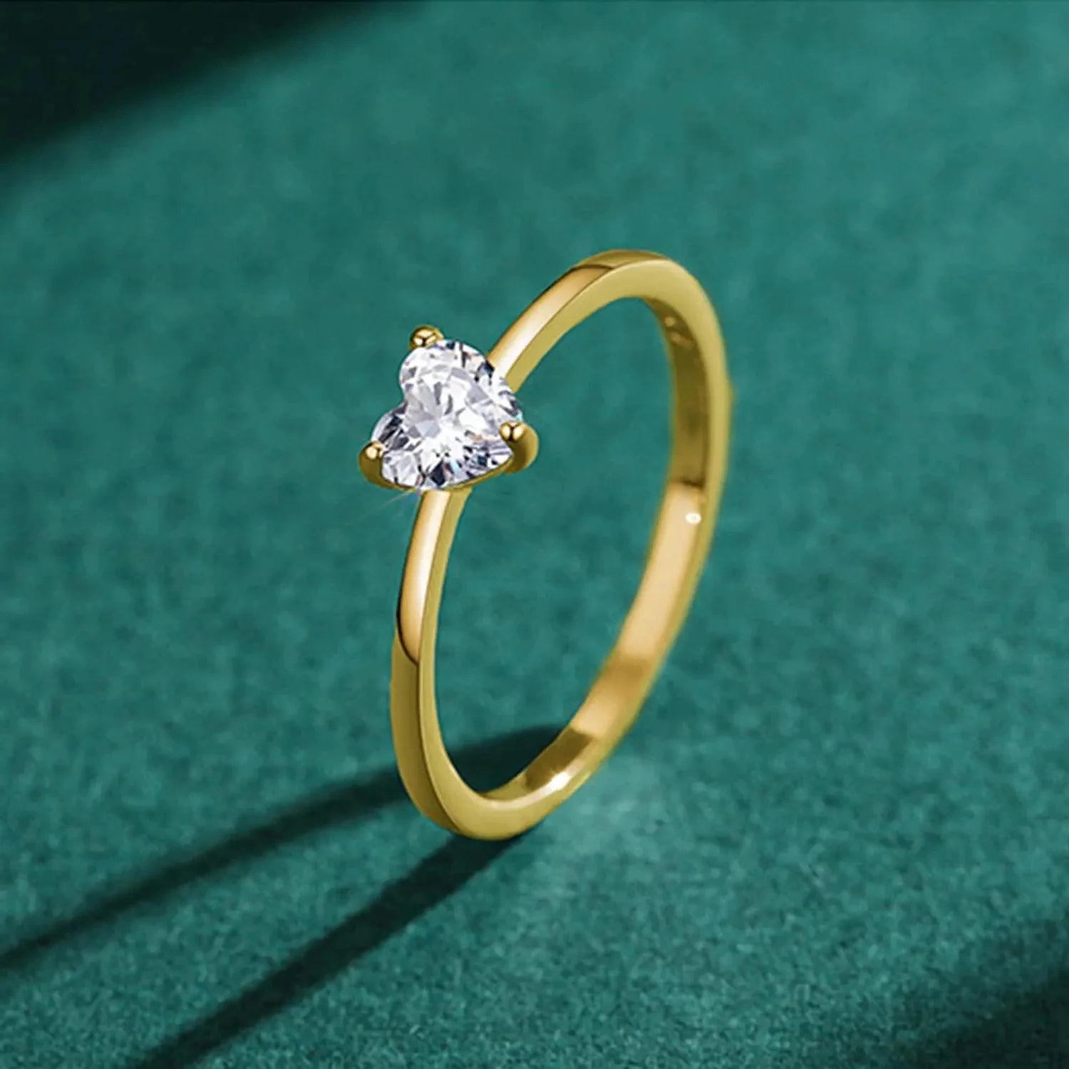 Elegant Heart-Cut Solitaire Silver Ring