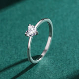 Elegant Heart-Cut Solitaire Silver Ring