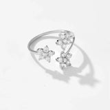 Triple Bloom Adjustable Zircon Ring