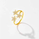 Triple Bloom Adjustable Zircon Ring