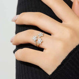 Triple Bloom Adjustable Zircon Ring