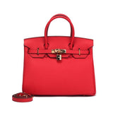 Timeless Structured Leather Satchel – Classic Elegance with Lock Detail