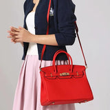 Timeless Structured Leather Satchel – Classic Elegance with Lock Detail