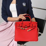 Timeless Structured Leather Satchel – Classic Elegance with Lock Detail