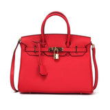 Timeless Structured Leather Satchel – Classic Elegance with Lock Detail
