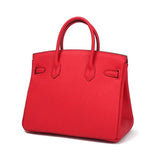 Timeless Structured Leather Satchel – Classic Elegance with Lock Detail