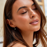 Clover Charm Zircon Hoop Earrings