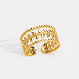 Elegant Gold Leaf Adjustable Ring