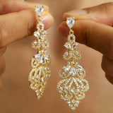 Crystal Chandelier Drop Earrings in Gold Filigree