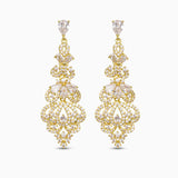 Gold Filigree Crystal Drop Earrings