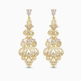 Crystal Chandelier Drop Earrings in Gold Filigree