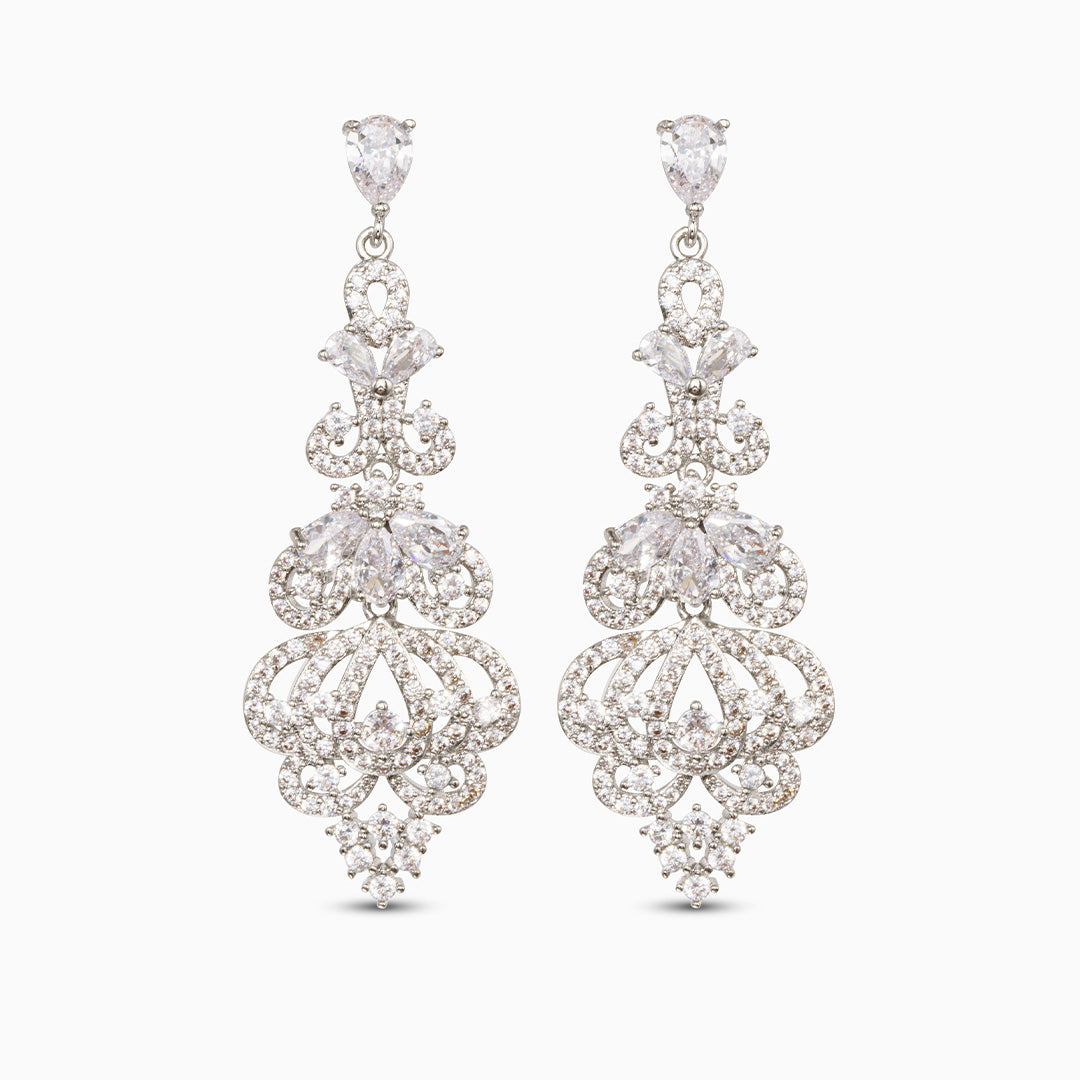 Gold Filigree Crystal Drop Earrings
