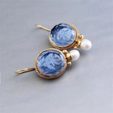 Handcrafted Floral Gemstone Drop Earrings with Pearl Accent