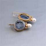 Handcrafted Floral Gemstone Drop Earrings with Pearl Accent