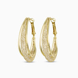 Sculpted Gold Mesh Teardrop Hoop Earrings