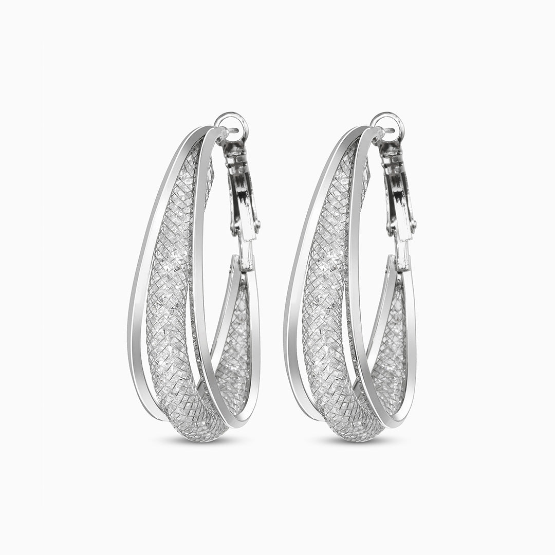 Sculpted Gold Mesh Teardrop Hoop Earrings