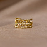 Elegant Gold Leaf Adjustable Ring
