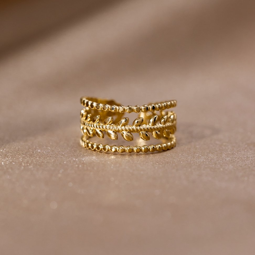 Elegant Gold Leaf Adjustable Ring