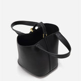 Minimalist Leather Bucket Bag with Gold Lock – Sleek Design