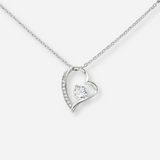Sterling Silver Heart Necklace with Crystal Center – Elegant Pendant
