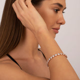 Rose Gold Floral Crystal Tennis Bracelet