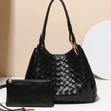 Monaco Woven Tote Bag with Braided Handle and Gold Accent – Luxury Designer Handbag