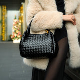 Monaco Woven Tote Bag with Braided Handle and Gold Accent – Luxury Designer Handbag