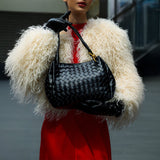 Monaco Woven Tote Bag with Braided Handle and Gold Accent – Luxury Designer Handbag