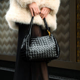 Monaco Woven Tote Bag with Braided Handle and Gold Accent – Luxury Designer Handbag