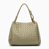 Monaco Woven Tote Bag with Braided Handle and Gold Accent – Luxury Designer Handbag