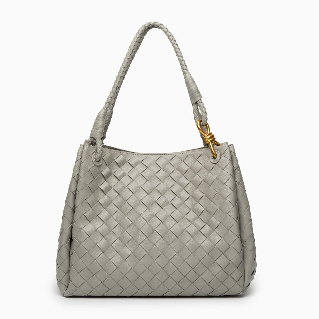 Monaco Woven Tote Bag with Braided Handle and Gold Accent – Luxury Designer Handbag