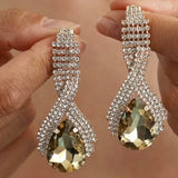 Champagne Teardrop Crystal Drop Earrings