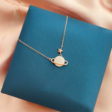 Crystal Planet and Star Pendant Necklace