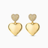 Heart Drop Statement Earrings with Pavé Studs