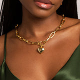 Chunky Heart Pendant Toggle Necklace