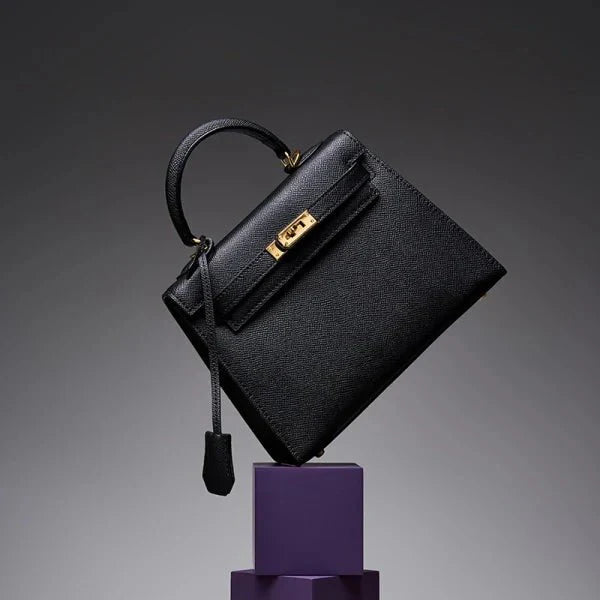 Cindy Leather Top Handle Satchel Bag – Classic Flap Crossbody Handbag for Women