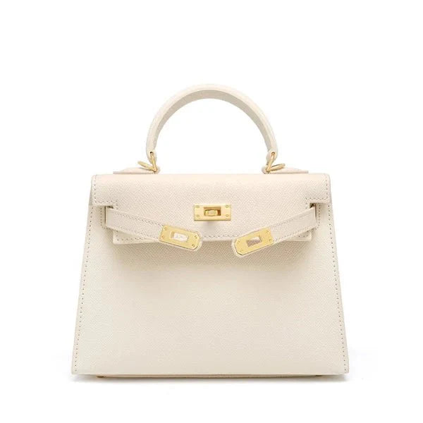 Cindy Leather Top Handle Satchel Bag – Classic Flap Crossbody Handbag for Women